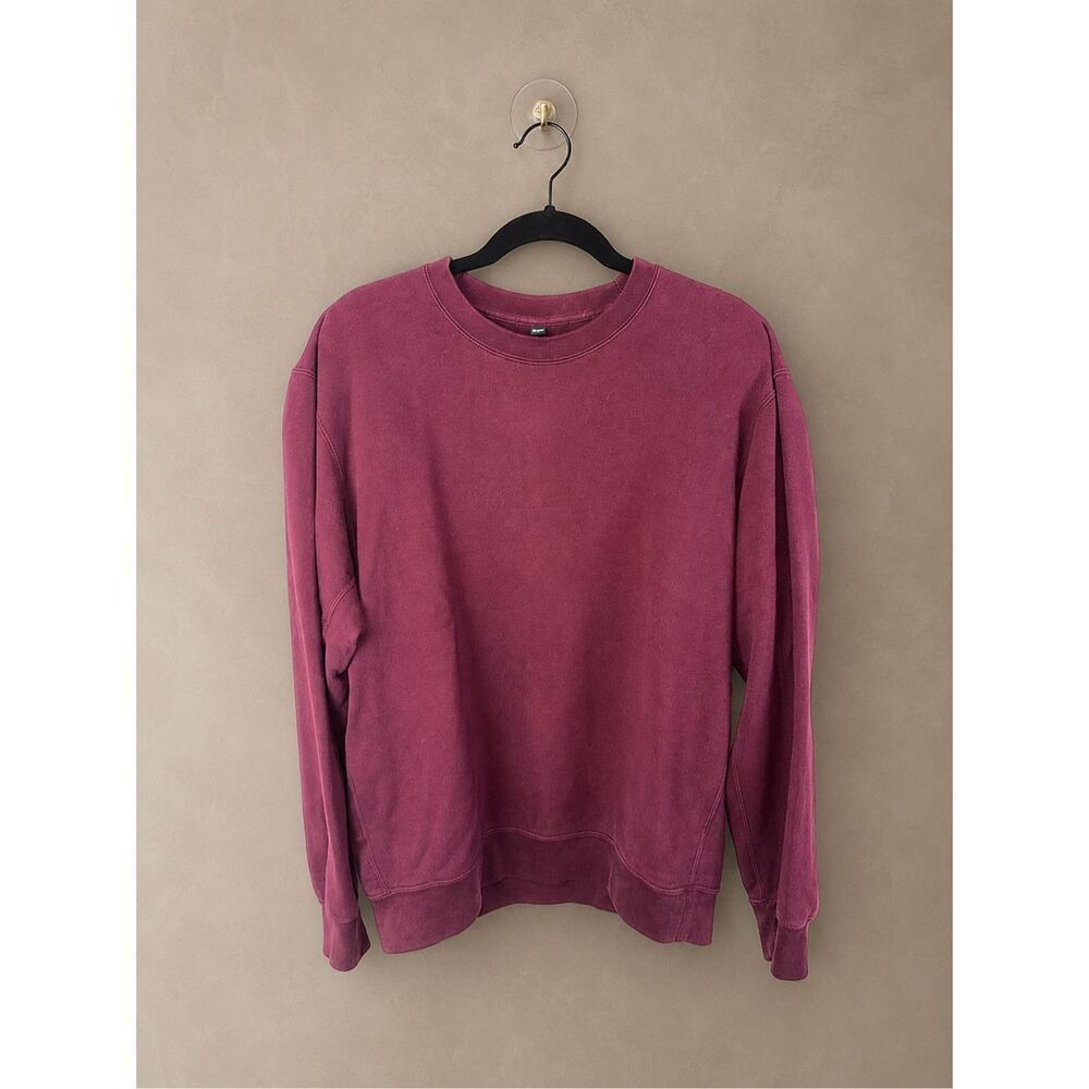 Uniqlo Men’s Large Garment Dyed Crewneck Sweatshirt Washed Burgundy Cotton
